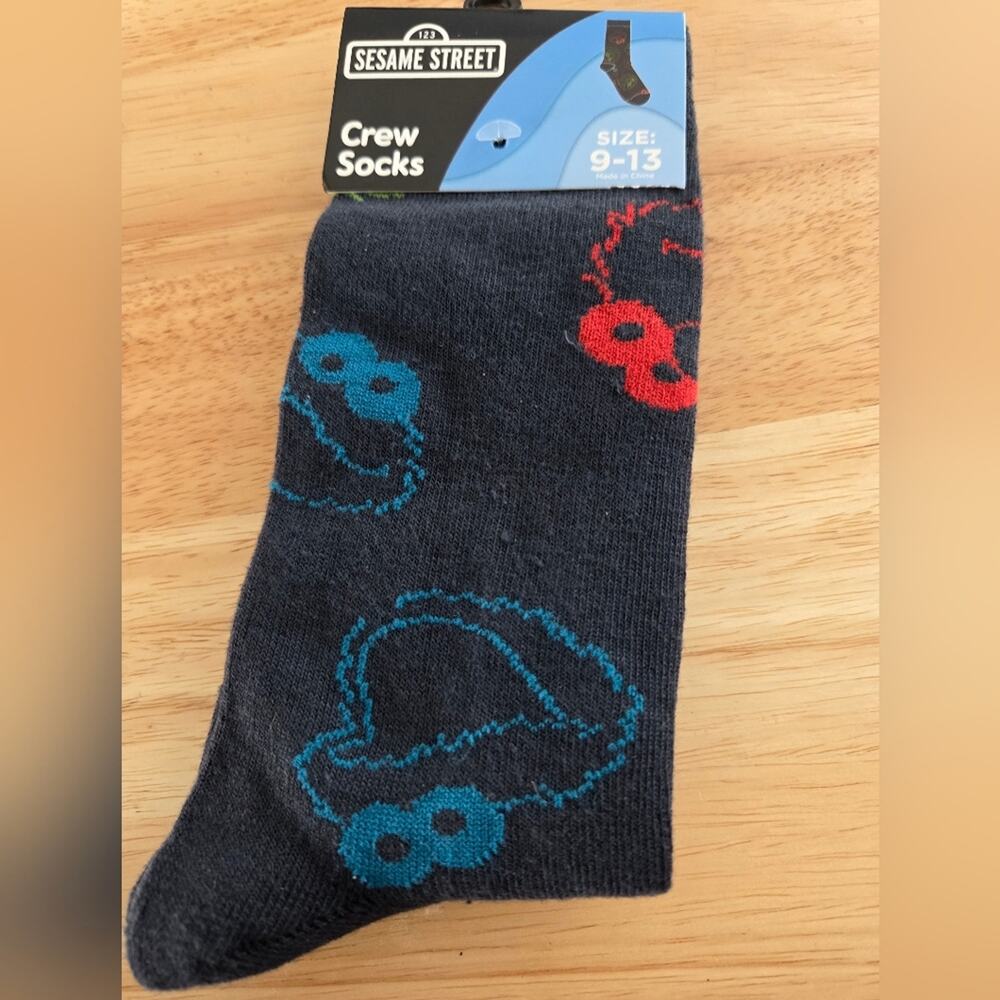 Sesame Street Crew Socks Cookie Monster Elmo Adult Size 9–13 1 Pair